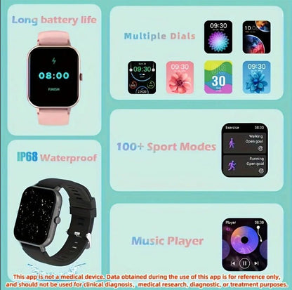 ZL54CJ Square Smartwatch Women BT Call Heart Rate Sport Mode Fitness Tracker Waterproof Smart Watch Men For IOS Android - MANI DIGITAL STORE